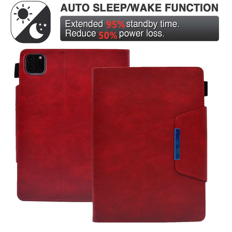 For iPad Pro 11 2024 Suede Cross Texture Magnetic Clasp Leather Smart Tablet Case(Red)