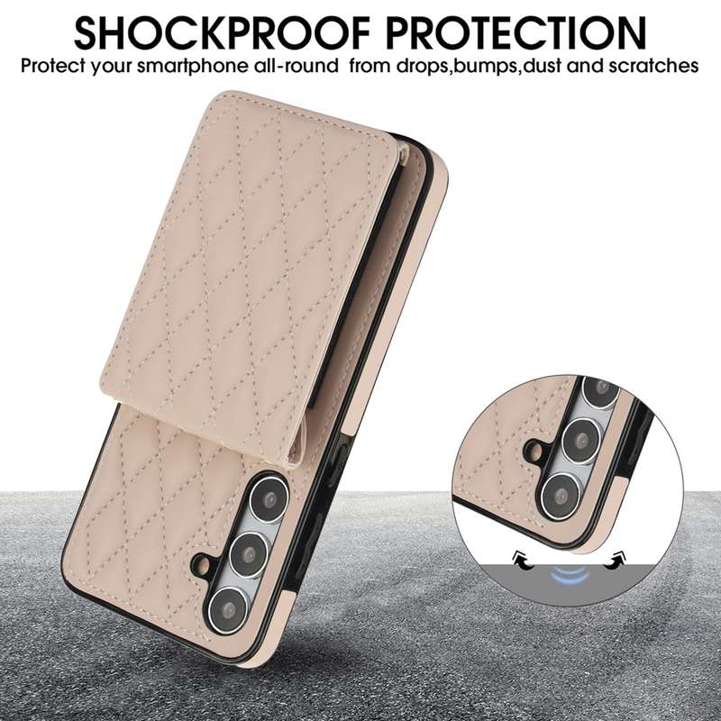 For Samsung Galaxy S24 5G YM015 Crossbody Rhombic Card Bag RFID Phone Case(White)