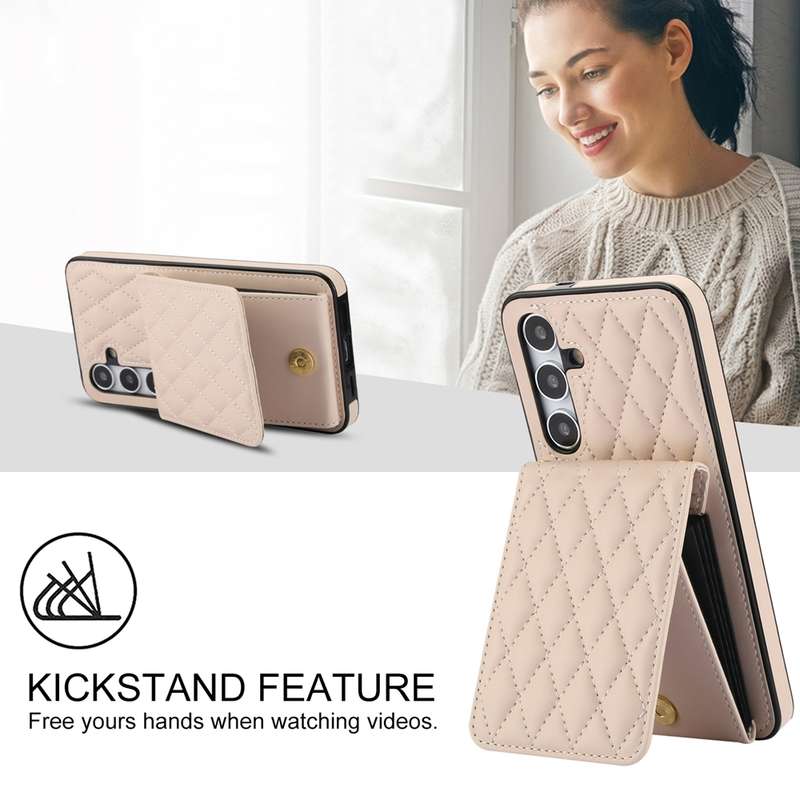 For Samsung Galaxy S24 5G YM015 Crossbody Rhombic Card Bag RFID Phone Case(White)