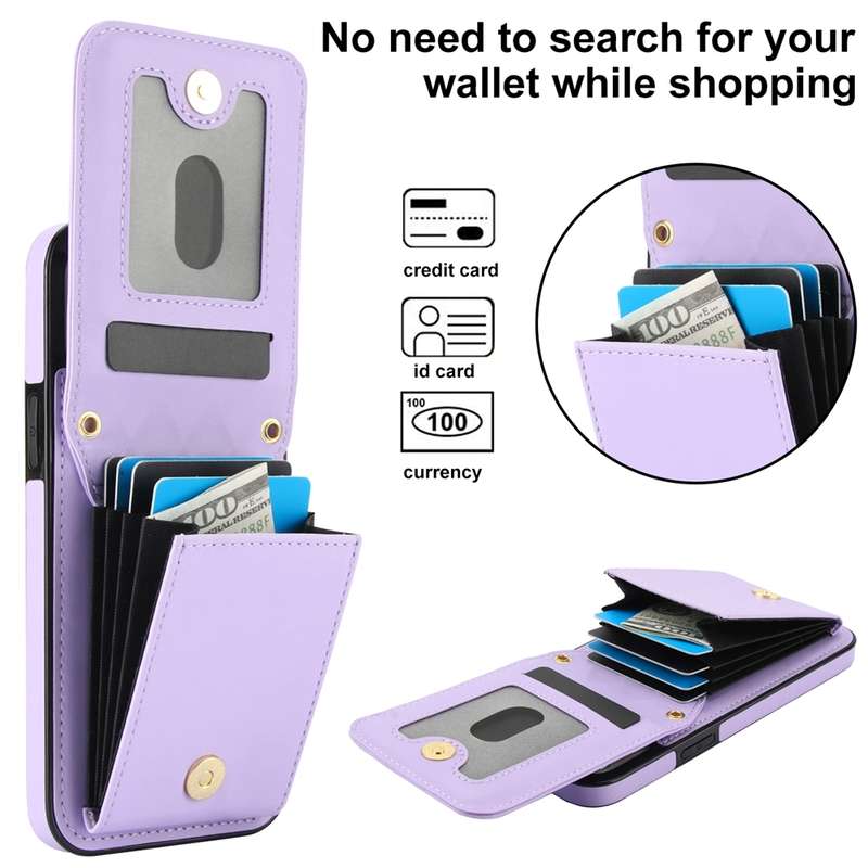 For iPhone 14 Pro YM015 Crossbody Rhombic Card Bag RFID Phone Case(Light Purple)
