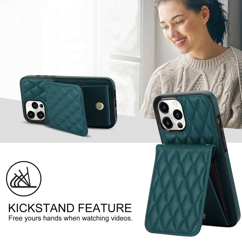 For iPhone 11 YM015 Crossbody Rhombic Card Bag RFID Phone Case(Green)