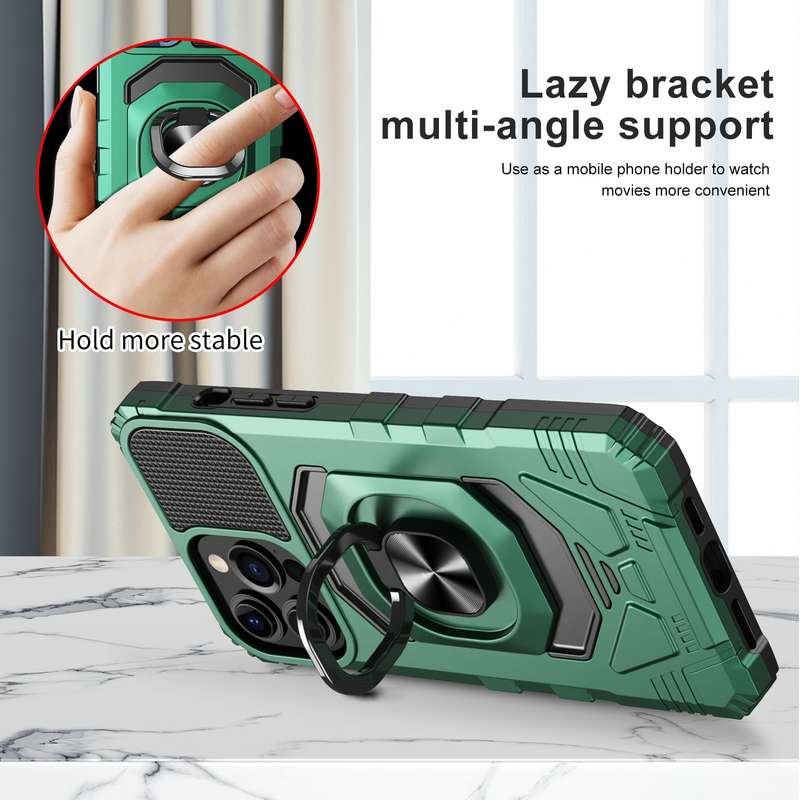 For iPhone 15 Pro Max Magnetic Ring Holder Phone Case(Dark Green)