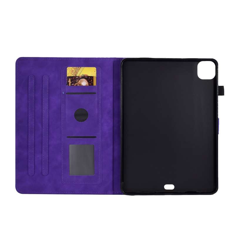 For iPad Pro 11 2024 Peony Butterfly Embossed Leather Smart Tablet Case(Purple)