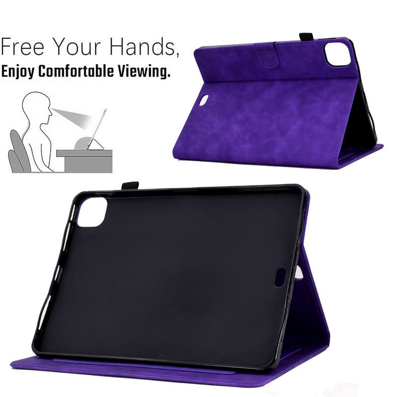 For iPad Pro 11 2024 Peony Butterfly Embossed Leather Smart Tablet Case(Purple)