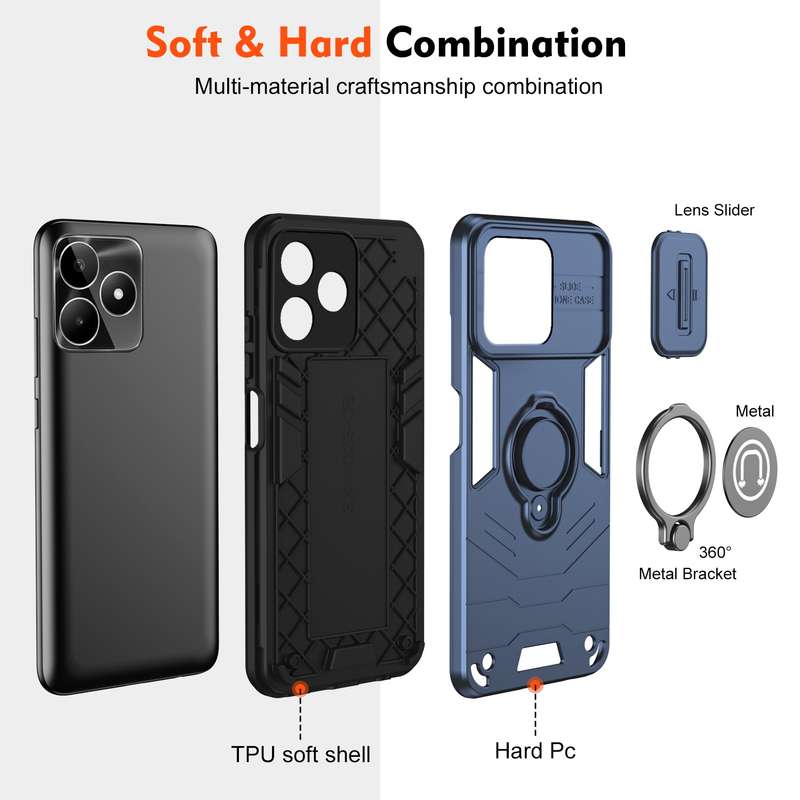 For Realme C53 / C51 / Narzo N53 Camshield Ring Holder Phone Case(Royal Blue)
