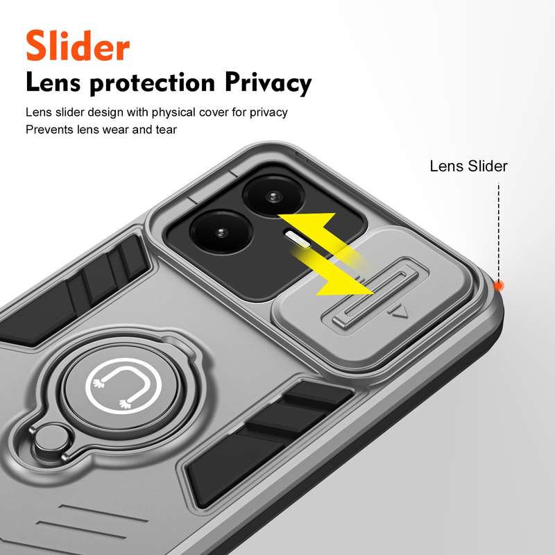 For vivo Y22 / Y22s / Y35 Camshield Ring Holder Phone Case(Grey)