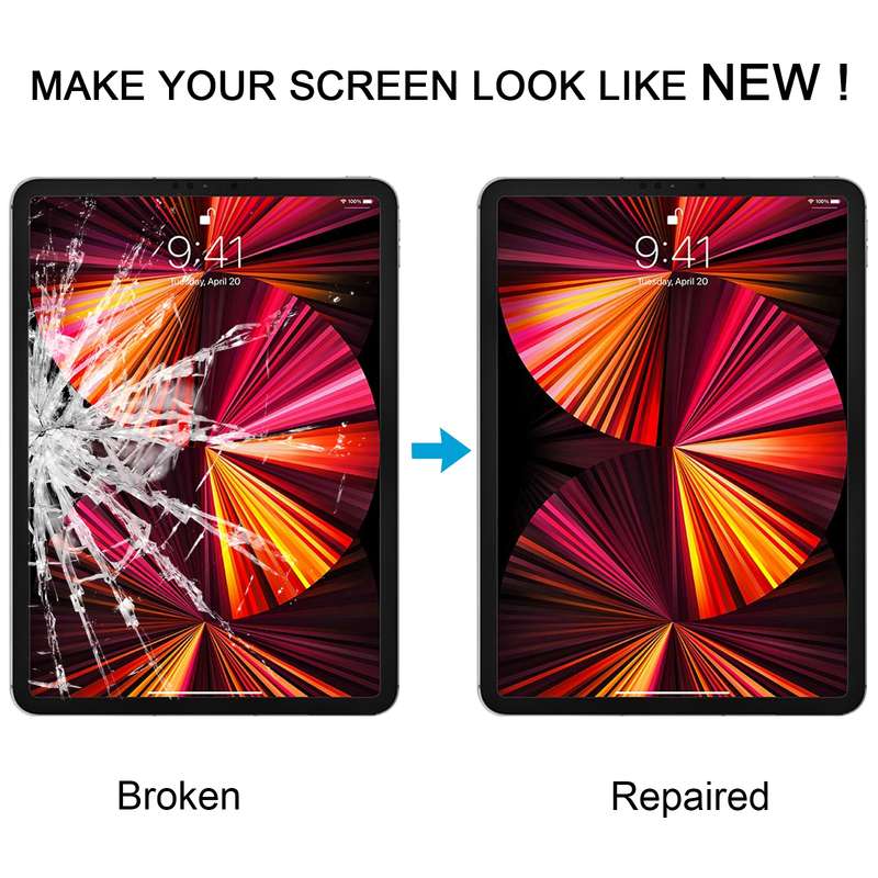 For iPad Pro 11 2021 2022 Front Screen Outer Glass Lens with OCA Optically Clear Adhesive(Black)