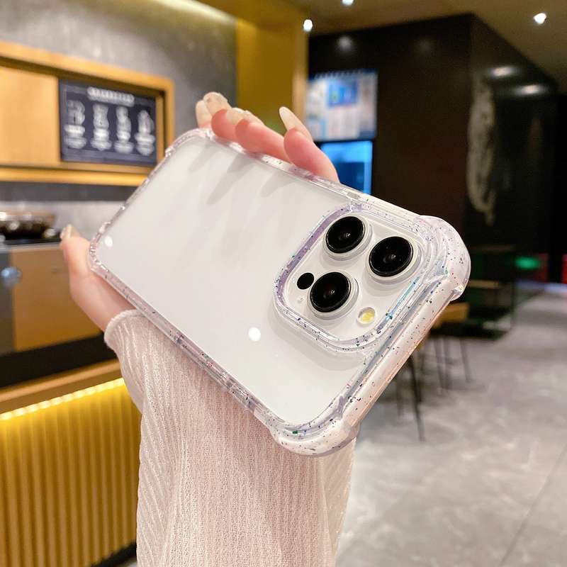 For iPhone 14 Pro Acrylic Color Point Transparent Phone Case(White)