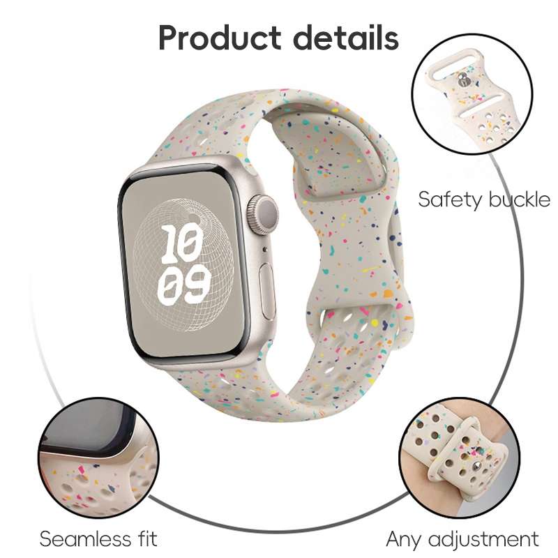 For Apple Watch Series 4 40mm Hole Style Butterfly Buckle Camouflage Silicone Watch Band(Light