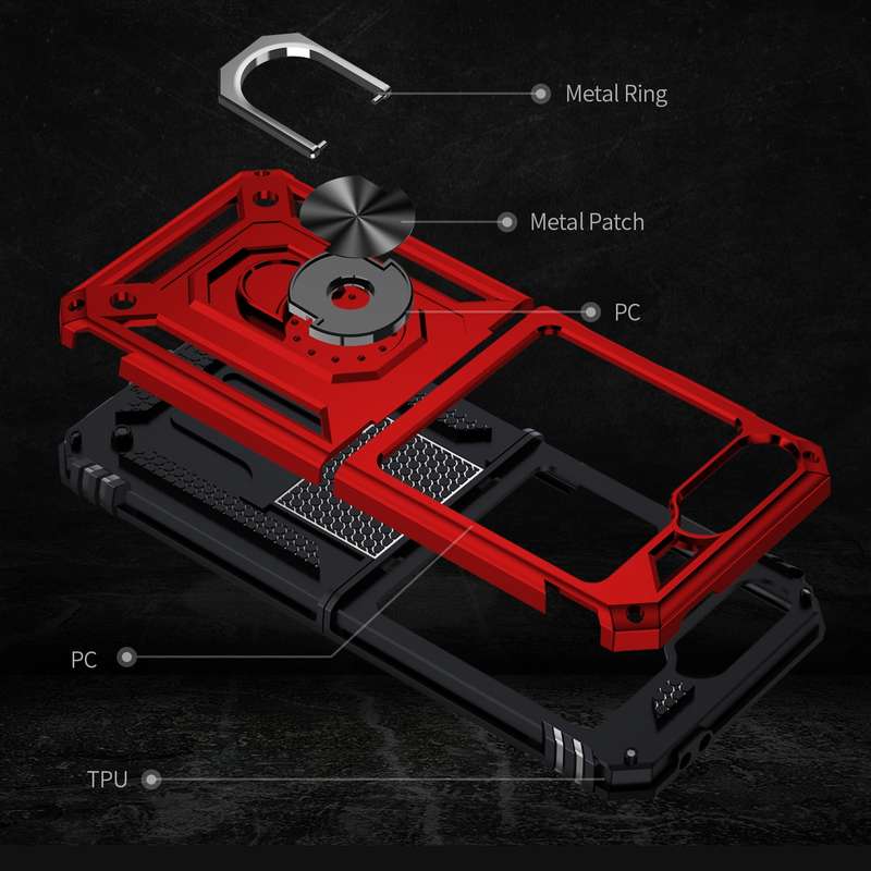 For Samsung Galaxy Z Flip6 5G Shockproof TPU + PC Phone Case with Holder(Red)