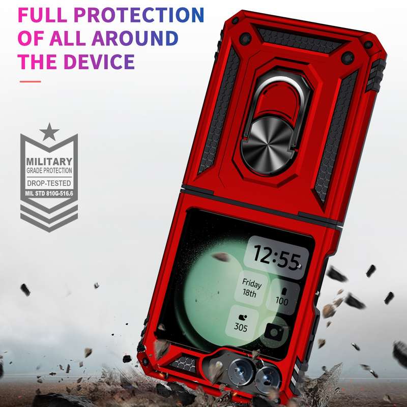 For Samsung Galaxy Z Flip6 5G Shockproof TPU + PC Phone Case with Holder(Red)