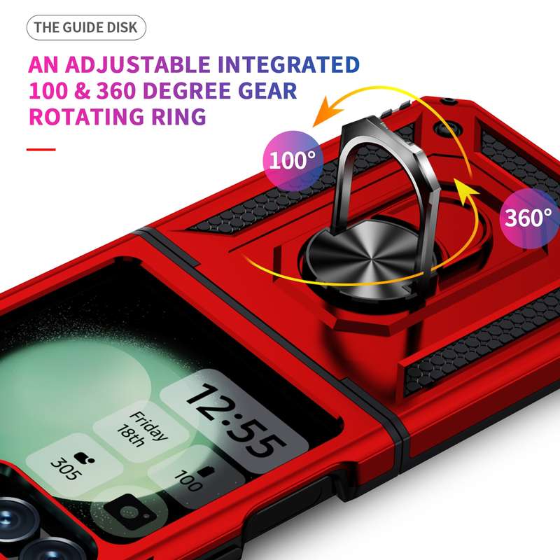 For Samsung Galaxy Z Flip6 5G Shockproof TPU + PC Phone Case with Holder(Red)