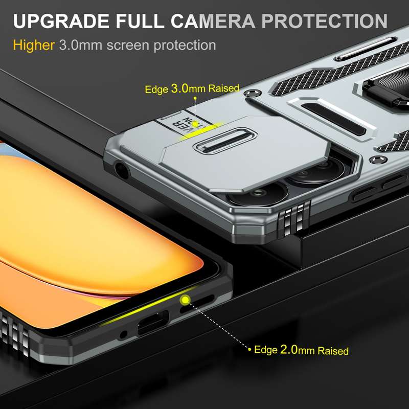 For Xiaomi Poco X6/Redmi Note 13 Pro 5G Armor PC + TPU Camera Shield Phone Case(Grey)