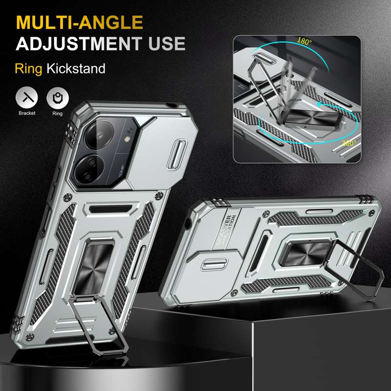 For Xiaomi Poco X6/Redmi Note 13 Pro 5G Armor PC + TPU Camera Shield Phone Case(Grey)