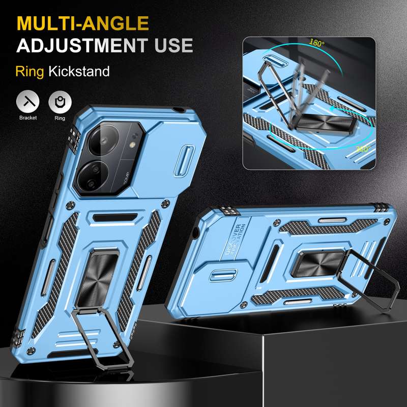 For Xiaomi Poco X6/Redmi Note 13 Pro 5G Armor PC + TPU Camera Shield Phone Case(Light Blue)