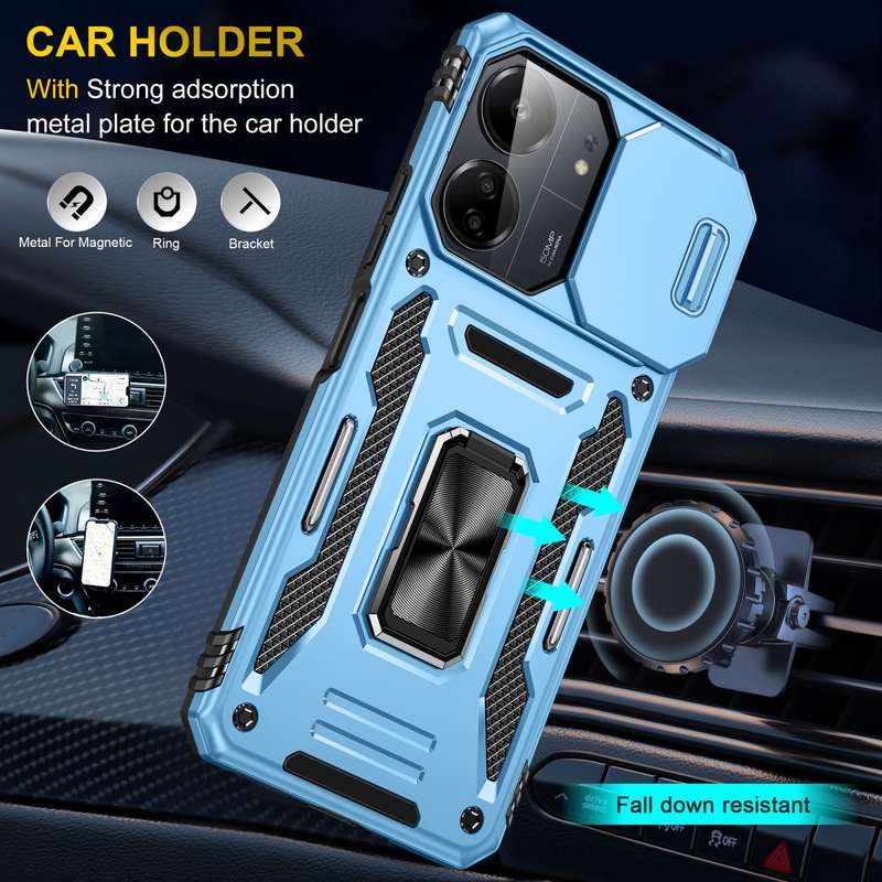 For Xiaomi Poco X6/Redmi Note 13 Pro 5G Armor PC + TPU Camera Shield Phone Case(Light Blue)
