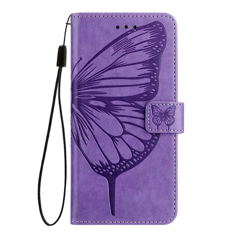 For vivo Y76 5G Embossed Butterfly Leather Phone Case(Light Purple)