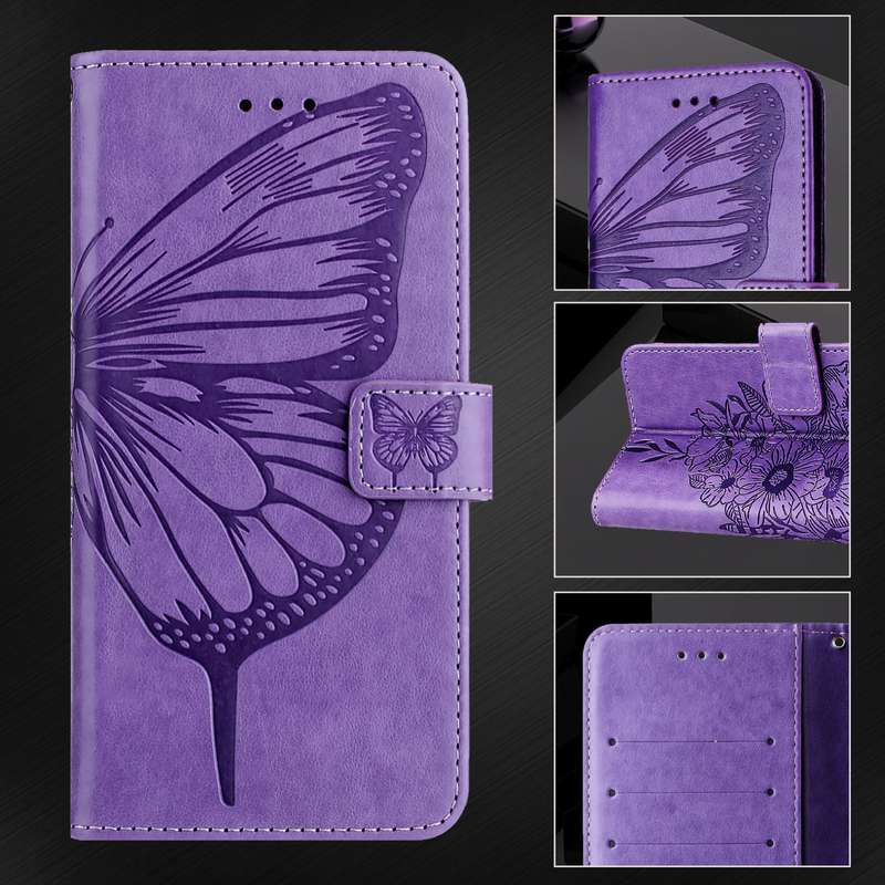 For vivo Y76 5G Embossed Butterfly Leather Phone Case(Light Purple)
