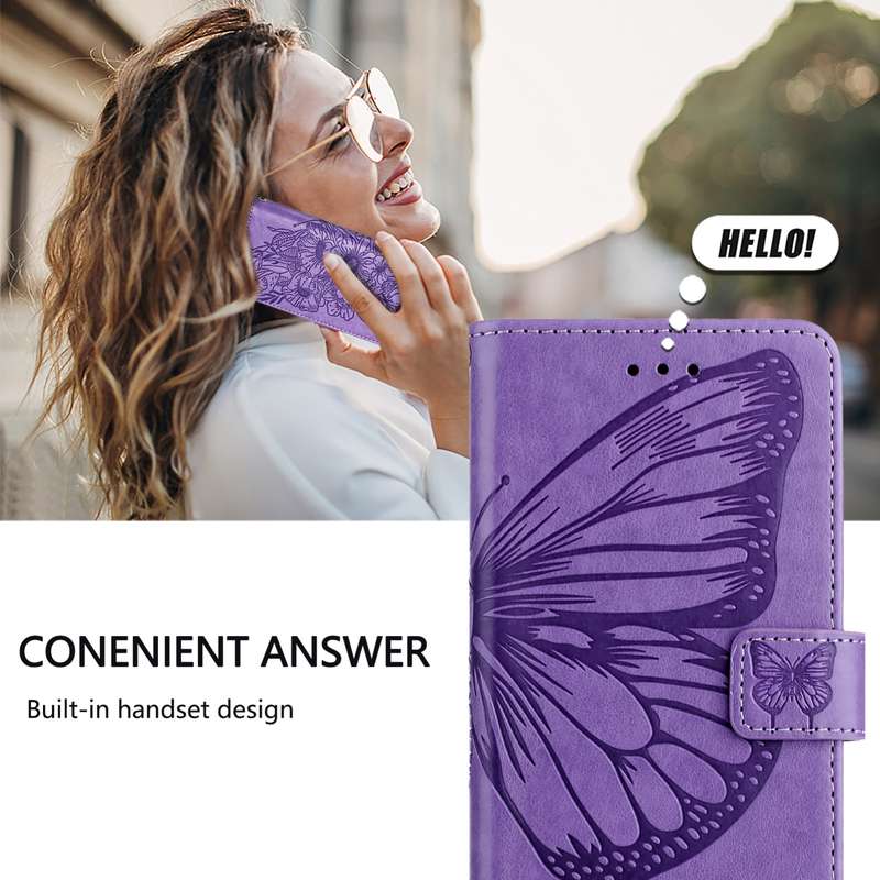 For vivo Y76 5G Embossed Butterfly Leather Phone Case(Light Purple)