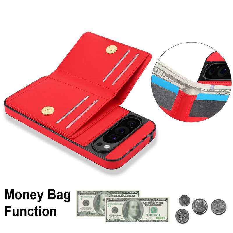 For Google Pixel 9 RFID Anti-theft Card Ring Holder Phone Case(Red)