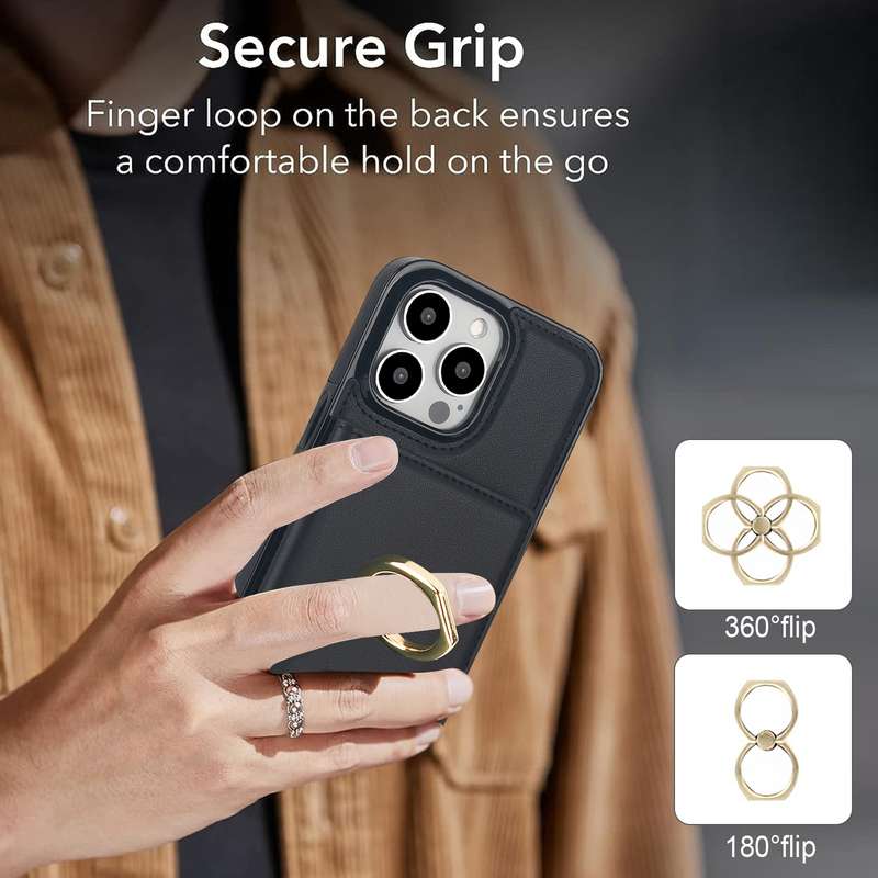 For iPhone 15 Pro Max RFID Anti-theft Card Ring Holder Phone Case(Black)