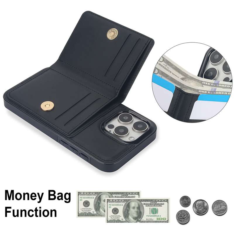 For iPhone 15 Pro Max RFID Anti-theft Card Ring Holder Phone Case(Black)