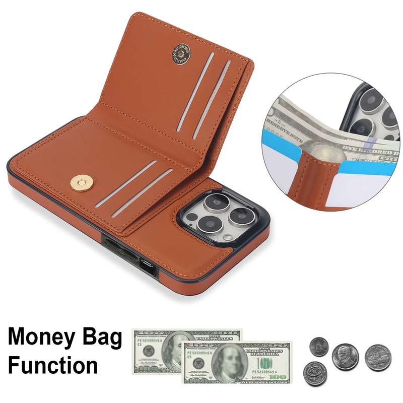 For iPhone 14 Pro Max RFID Anti-theft Card Ring Holder Phone Case(Brown)