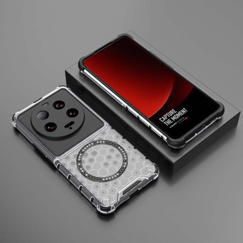 For Xiaomi 13 Ultra Honeycomb Magnetic Ring Shockproof Phone Case(White)