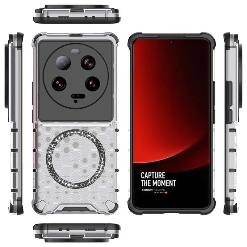 For Xiaomi 13 Ultra Honeycomb Magnetic Ring Shockproof Phone Case(White)