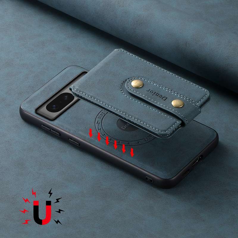 For Google Pixel 7 5G Denior D14 NK Retro Pattern MagSafe Magnetic Card Holder Leather Phone Ca