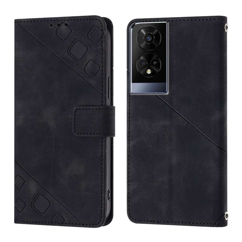 For TCL 50 XE Skin Feel Embossed Leather Phone Case(Black)