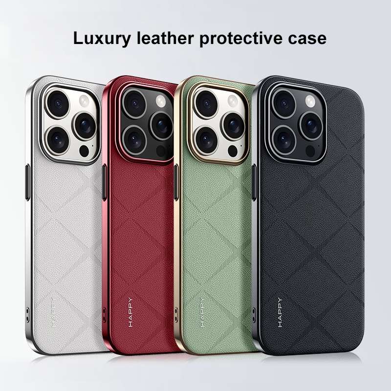 For iPhone 13 Plain Leather PC Phone Case(Wine Red)