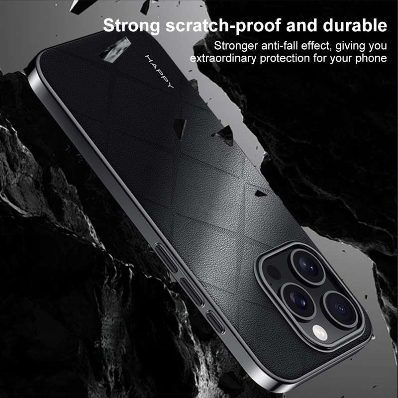 For iPhone 13 Plain Leather PC Phone Case(Wine Red)