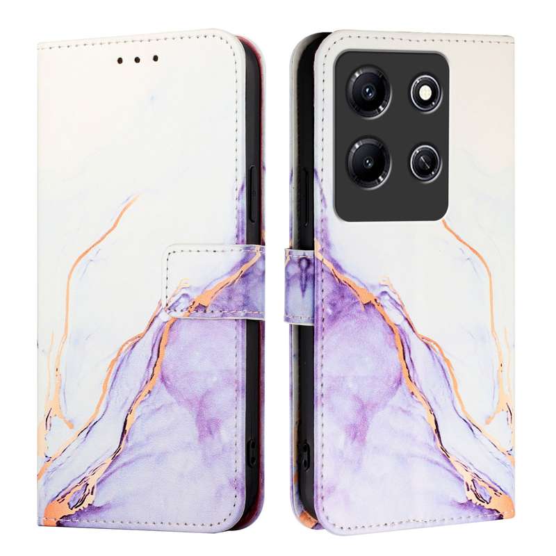 For Infinix Note 30i PT003 Marble Pattern Flip Leather Phone Case(White Purple)