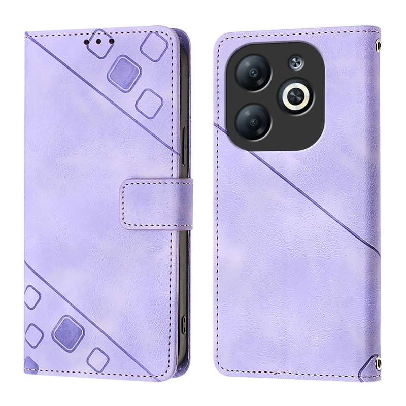 For Infinix Smart 8 Skin Feel Embossed Leather Phone Case(Light Purple)