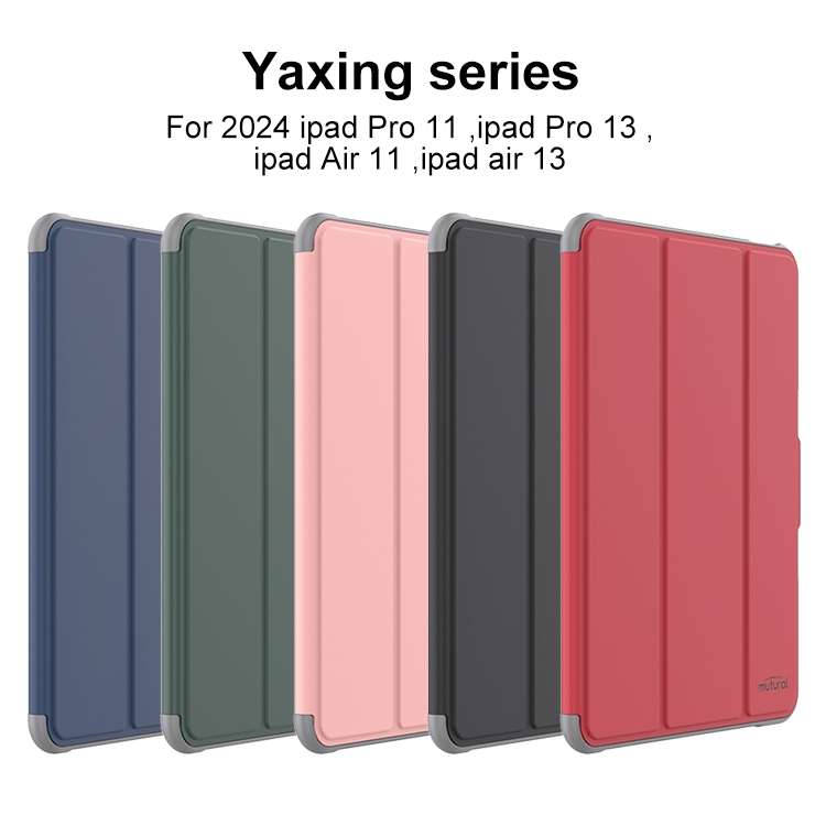 For iPad Air 11 2024 Mutural PC Hybrid TPU Leather Smart Tablet Case(Black)
