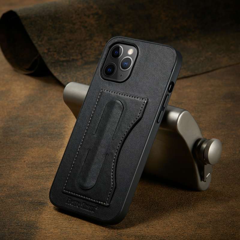 For iPhone 12 mini Fierre Shann Full Coverage Protective Leather Case with Holder & Card Slot(Red)
