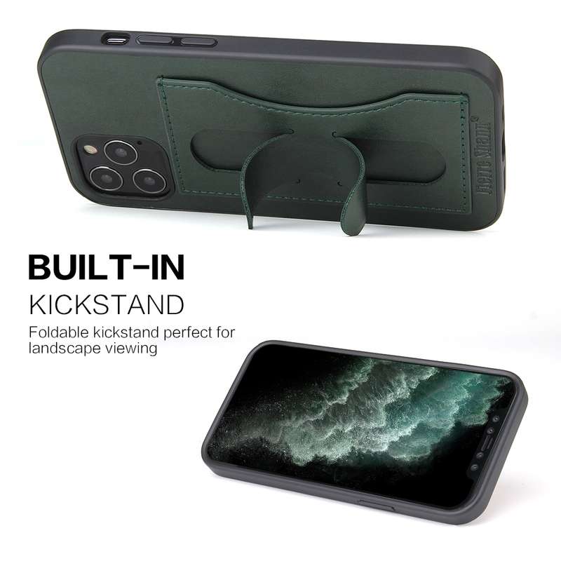 For iPhone 12 mini Fierre Shann Full Coverage Protective Leather Case with Holder & Card Slot(Red)