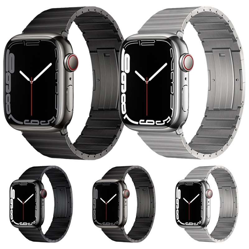For Apple Watch Series 3 38mm PG60 Single Bead Bamboo Joint Titanium Metal Watch Band(Graphite