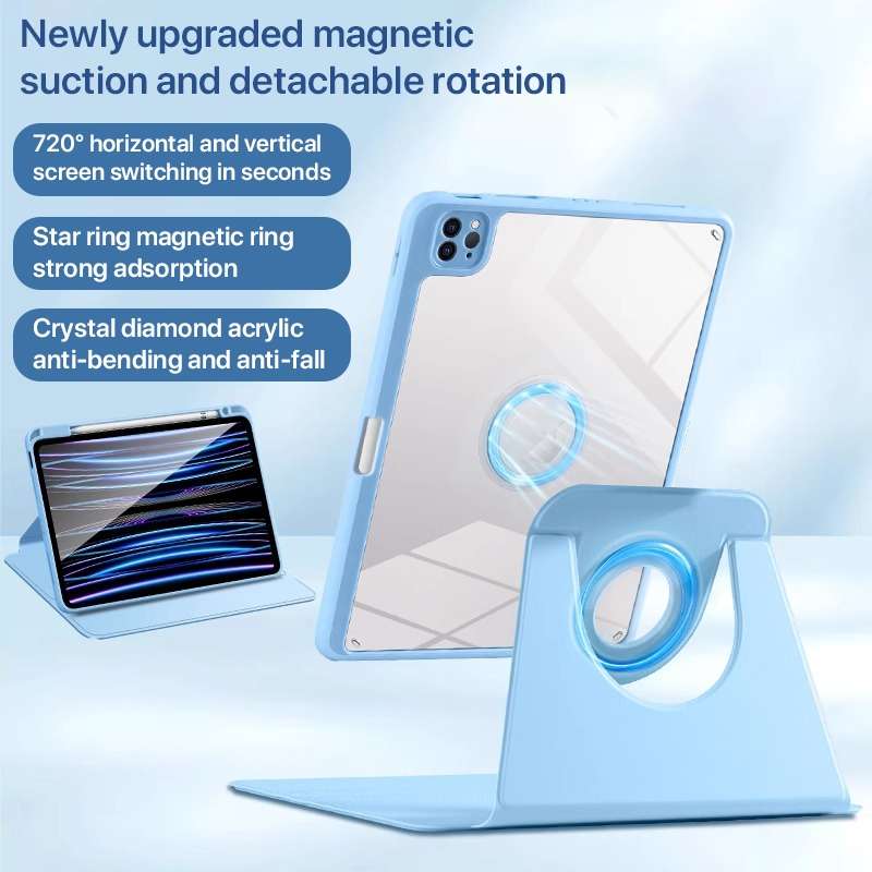 For iPad mini 6 Magnetic Split Leather Smart Tablet Case with Pen Slot(Pink)