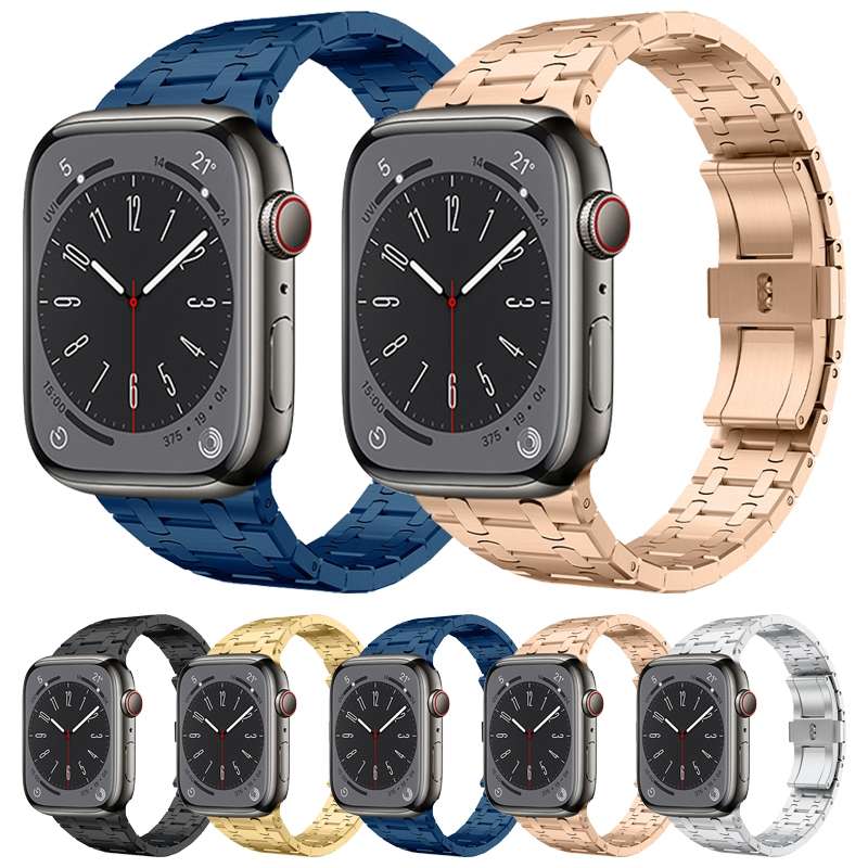 For Apple Watch Ultra 49mm PG94 Dual-link Modified Stainless Steel Watch Band(Black)