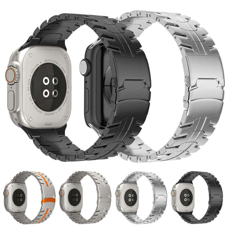 For Apple Watch SE 2023 40mm Double Lock Buckle Turtle Titanium Steel Watch Band(Titanium)