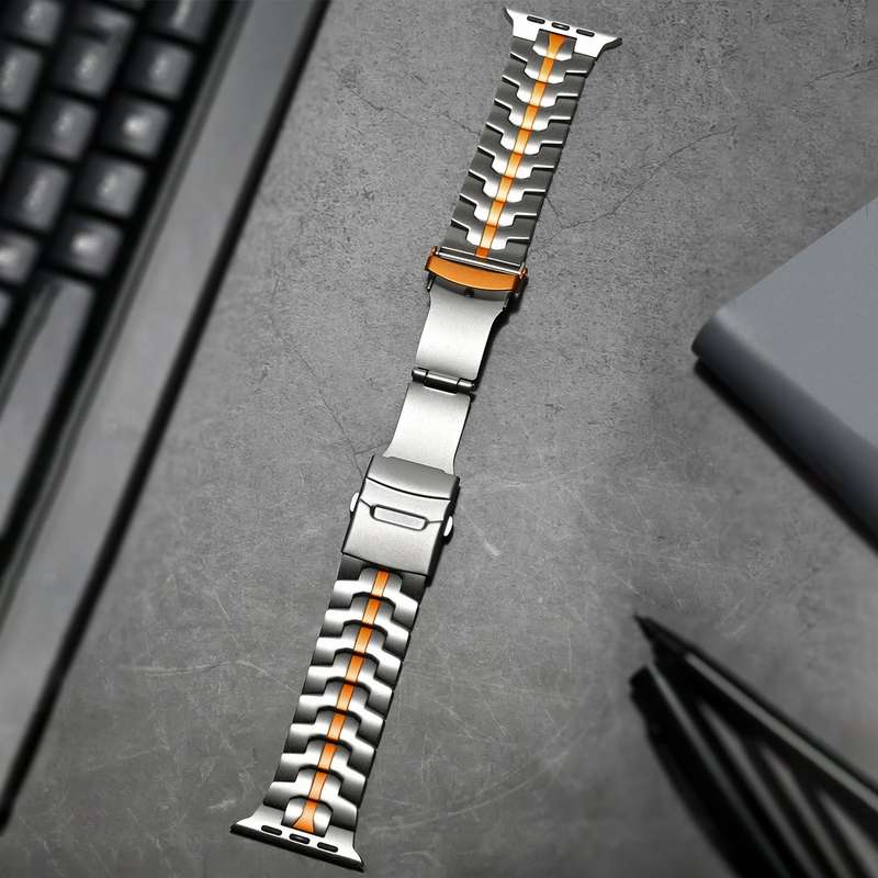 For Apple Watch SE 2023 40mm Double Lock Buckle Turtle Titanium Steel Watch Band(Titanium)