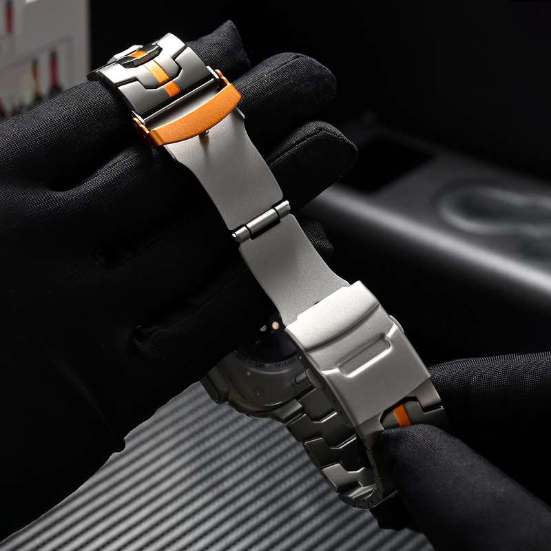 For Apple Watch SE 2023 40mm Double Lock Buckle Turtle Titanium Steel Watch Band(Titanium)