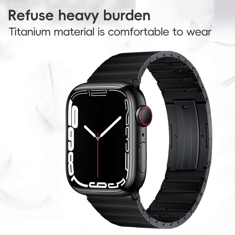 For Apple Watch SE 44mm PG65 Single Bead Bamboo Joint Spring Bars Titanium Metal Watch Band(Gra