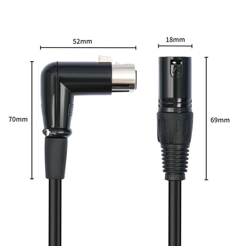 XK041L XLR 3pin Straight Male to Elbow Female Audio Cable, Length:1m(Black)