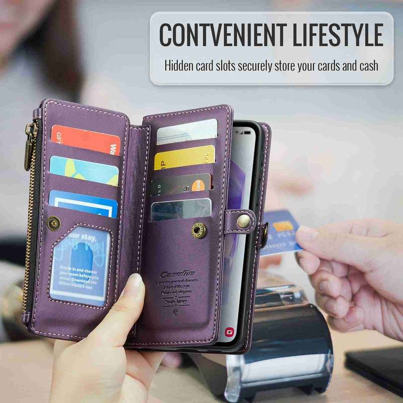 For Samsung Galaxy A55 5G CaseMe C36 Card Slots Zipper Wallet RFID Anti-theft Leather Phone Cas