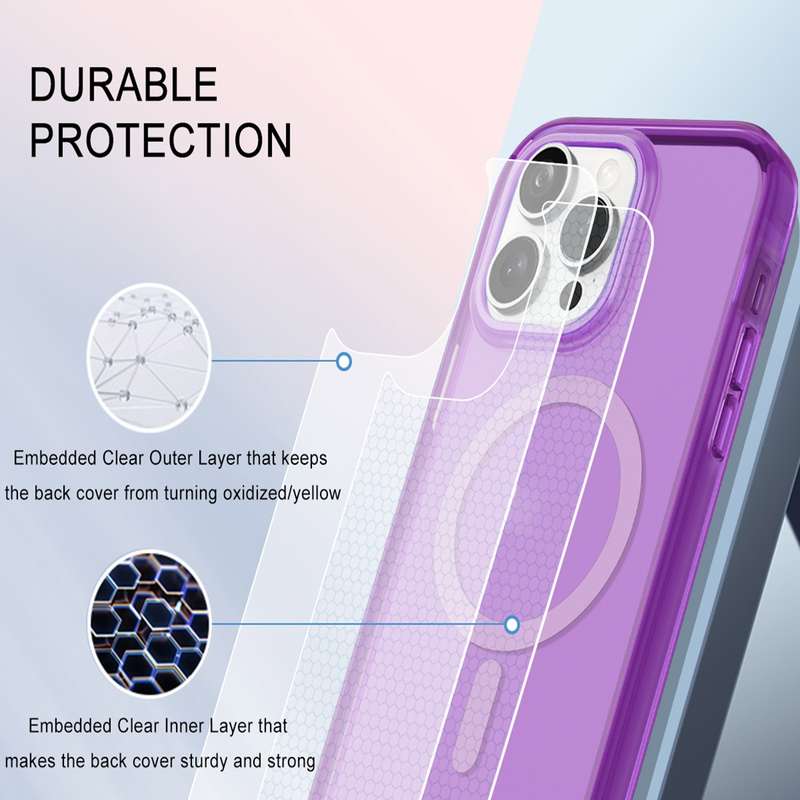 For iPhone 14 Pro Colorful MagSafe Magnetic PC + TPU Phone Case(Dark Purple)