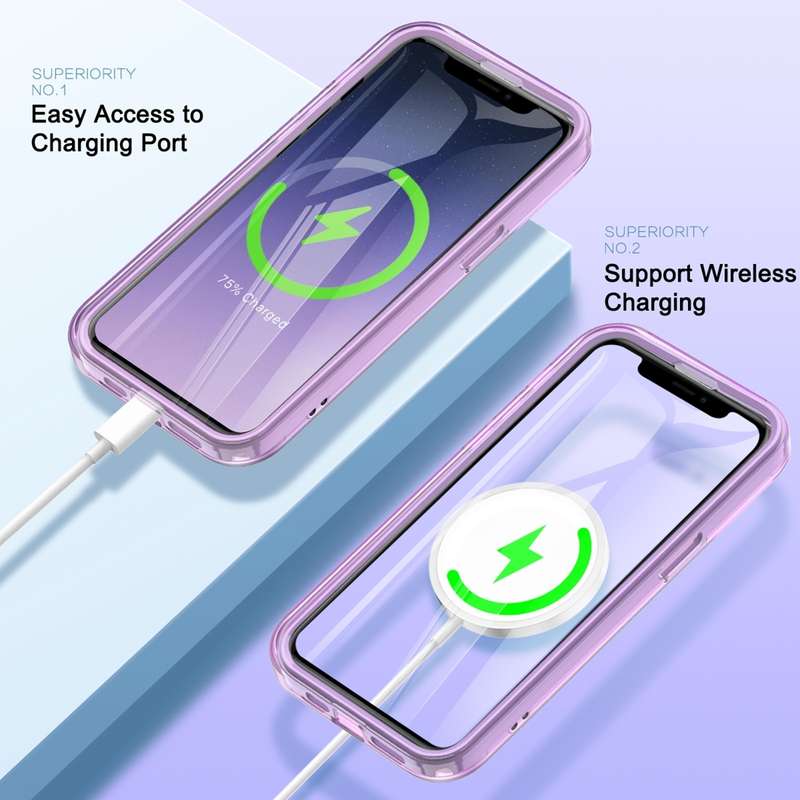 For iPhone 14 Colorful MagSafe Magnetic PC + TPU Phone Case(Light Purple)