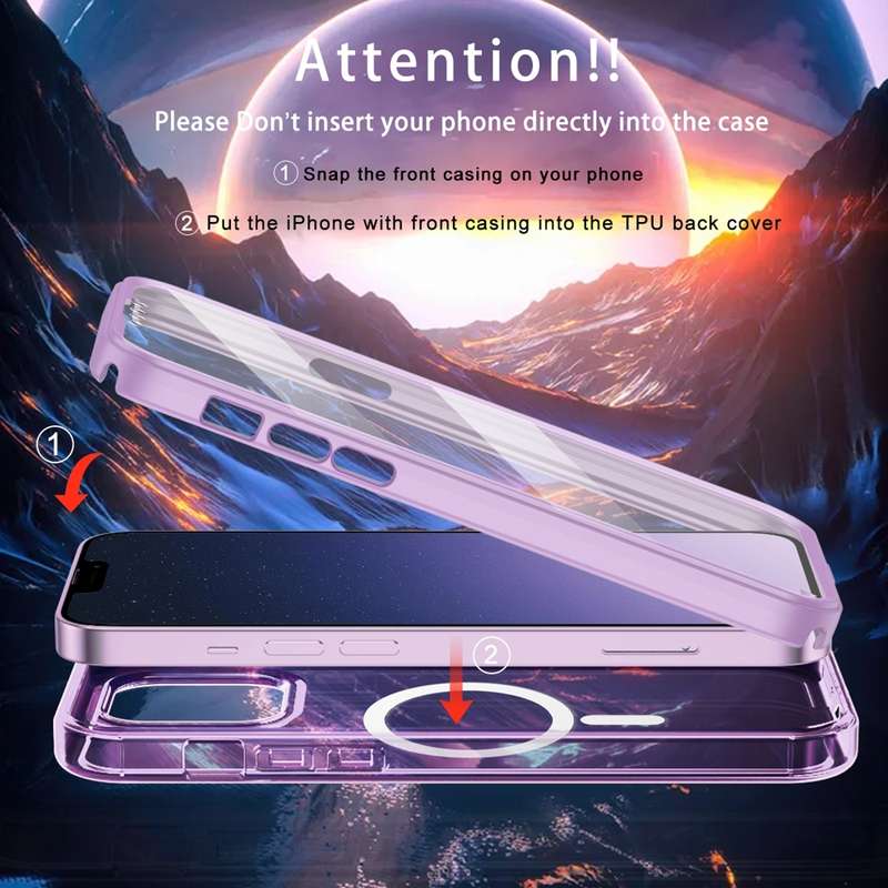 For iPhone 14 Colorful MagSafe Magnetic PC + TPU Phone Case(Light Purple)